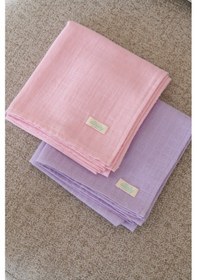 Resim 2'li Organik Pamuk Müslin Örtü Seti Pudra Pembe, Lavanta 2 Adet 75x85 CM Pudra Pembe - Nil Yeşili 