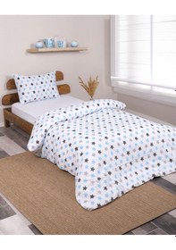 Resim Tek Kişilik Nevresim Seti Mavi Yıldızlı Çarşafsız 11 