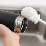 Resim Uzun Saplı Yumuşak Fırça Şişe Fırçası, Taşınabilir Plastik Sap, Dar Ağızlı Kaplar, Spor Şişeleri, Tüpler, Termoslar, Cam Ürünler için Elektriksiz Mutfak Temizlik Aracı - Halloween/Noel Hediyeleri için İdeal 