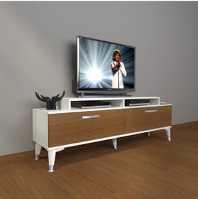 Resim Decoraktiv Ekoflex 4 Mdf Silver Tv Ünitesi Tv Sehpası - Beyaz - Ceviz 