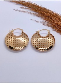 Resim Sapphire Store Gold Renk Özel Tasarım Delikli Küpe Altın 