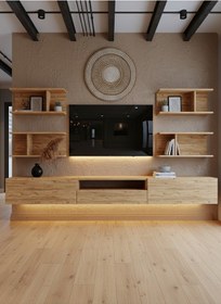 Resim Resital Ledli Duvara Monte Tv Sehpası - Çam - W6013-6 Çam 