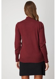 Resim On Kadın Minimalist Boğazlı Uzun Kol Kazak - Günlük & Özel Gün Bordo 