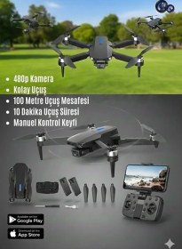 Resim Çift Kamera Ve Bataryalı Drone Uzaktan Kumandalı App Destekli Brushless Motor Quadcopter 