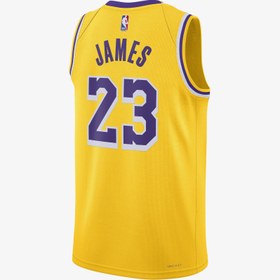 Resim Nike Los Angeles Lakers Icon Erkek Sarı Basketbol Forması 