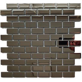 Resim MozaiKristaL Mutfak tezgah arası 23x48mm. Gümüş Krom, 30x30cm Fileli Kristal Cam Mozaik (1 m2 Fiyatıdır) 