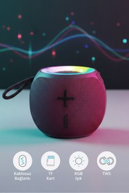 Resim Piranha 7837 Kablosuz Hoparlör | TWS Bluetooth | USB & TF Kart Girişi | RGB Işık Modları | Taşınabil 