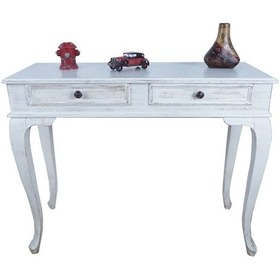 Resim 100 Cm Beyaz Eskitme Konsol Dresuar & Makyaj Masası Beyaz 
