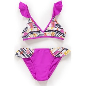 Resim Endeep Kız Çocuk Desenli Volanlı Pembe Bikini Takımı-pembe-beyaz Beyaz - Pembe 