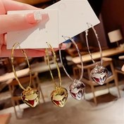 Resim Delicate Metal Heart Pendant Hoop Küpe Demir Takı Kadınlar İçin Zarif Seksi Stil Buluşma Küpeleri 