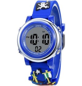 Resim Sones Jnew A380-81447 Çocuk Karikatür İtfaiyeci Su Geçirmez Çok Fonksiyonlu Spor Led Elektronik Saat Mavi 