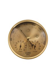 Resim Teltree 132 Mm Hava İstasyonu: Barometre, Termometre Ve Nem Ölçer İle Altın Renkli Gösterge Paneli 