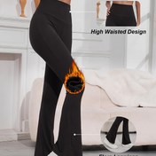 Resim Kadınlar için Süper Yumuşak Peluş Astarlı Düz Renk Tayt, Sonbahar ve Kış için Egzersiz Yoga Koşu Termal Sıcak Pantolon 