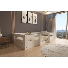 Resim Lullaby Montessori Beyaz Mdf Çocuk Karyolası 90x190 Yatak Uyumlu M4 