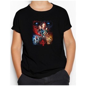 Resim Stranger Things Home Siyah Çocuk Tişört Siyah 