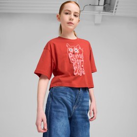 Resim Puma Graphics Length Çocuk Kırmızı T-Shirt 