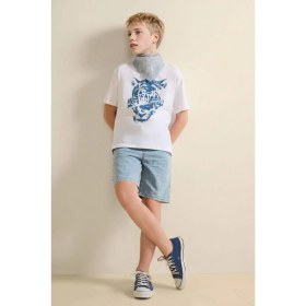 Resim DeFacto New Regular Fit Bisiklet Yaka Baskılı Kısa Kollu Tişört Erkek Çocuk H6359A826HS 