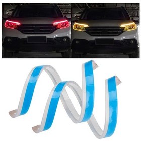 Resim Cbtx 2 Adet 30cm Su Geçirmez Araba Drl Esnek Led Şerit Gündüz Çalışan Işık Dönüş Sinyali Işığı - Kırmızı / Sarı 