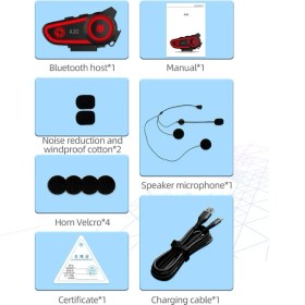 Resim Motosiklet Bluetooth Kask Kulaklık A30 Interkom, Bluetooth 5.2, Su Geçirmez Intercom 3 LED Işık 
