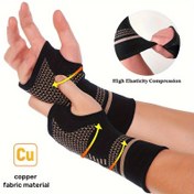 Resim 2 adet Bakır İçerikli Sıkıştırma Bilek Kılıfları - Erkekler ve Kadınlar için Elastik Bilek Desteği Atelleri, Rahat ve Nefes Alabilen Kumaş, Spor ve Fitness İçin Yüksek Esneklik, Giymesi Kolay Tasarım, Sadece Elde Yıkayın 