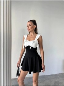 Resim Mini Garni Elbise Çok Renkli 