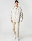 Resim Kışlık Gömlek Kanvas Soyut Baskılı Cep Detaylı Klasik Yaka Düğmeli 