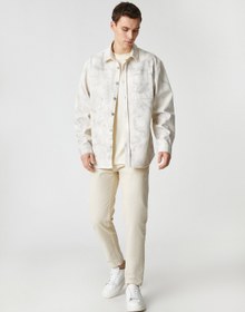 Resim Kışlık Gömlek Kanvas Soyut Baskılı Cep Detaylı Klasik Yaka Düğmeli 