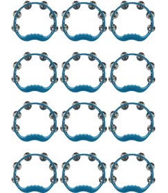 Resim YANKI ZT-10BL Zilli Tef 12'li Set Mavi Renk Metal Zilli Ritim Aleti (Kına Tefi) 