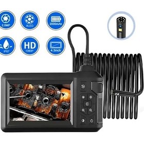 Resim Vtn-008 Ekranlı Çift Kameralı 10 Mt Sert Kablo Yılan Endoskop 8 Mm 4.3 Inc 