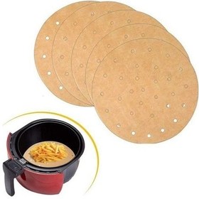 Resim 100 Adet Air Fryer Pişirme Kağıdı Tek Kullanımlık Hava Fritözü Yuvarlak Delikli Model Çok Renkli 