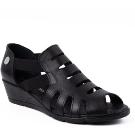 Resim Mammamia D26ys-2855 Kadın Hakiki Deri Dolgu Taban Comfort Sandalet Siyah 
