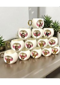 Resim Royking Letter Porselen T Harf Kupa 300 Ml Cmt 011 Pembe - Beyaz 