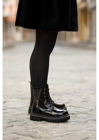 Resim Ortopedik Bağcıklı Fermuarlı Kız Çocuk Bot Ayakkabı Siyah Kız Çocuk Bot Çok Renkli 