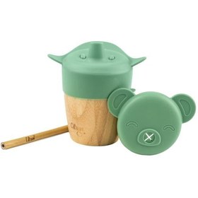 Resim Citron 2'si 1 Arada Kapaklı ve Pipetli Organik Bambu Alıştırma Bardağı - Green 1073629 