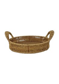 Resim Mien Dekoratif Dayanıklı Çok Amaçlı Rattan Yuvarlak Tepsi Küçük Boy S Kahverengi 