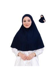 Resim Modish Group Hazır Başörtüsü Pratik İslami Giyim Penye Peçeli Türban Namaz İçin Yumuşak Eşarp Lacivert 