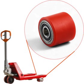 Resim Badem10 82x70x20 mm Transpalet Tekeri RPR Rulmanlı Bilyalı Kırmızı Tekerlek Palet Taşıma Arabası Tekeri 