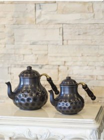 Resim Bakır Çaydanlık Gamzeli Model Oksitli Renk Oksitli Bakır 