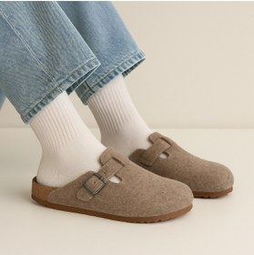 Resim B&B'shop Kadın Bej Keçeli Kışlık Günlük Rahat Ev Terliği 