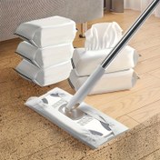 Resim 1 Takım Paslanmaz Çelik Katlanabilir Uzun Saplı Statik Mop ile Atık Toz Bezleri, Islak ve Kuru Zemin Mop Salon, Yatak Odası, Banyo, Mutfak, Ahşap, Fayans, Cam Temizlik Araçları 