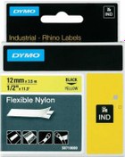 Resim Dymo Rhinopro 18490 Sarı/Siyah Esnek Naylon Şerit 12 MM X 3.5 M 
