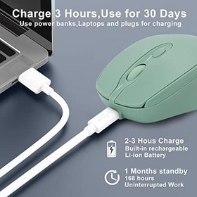 Resim Dizüstü Bilgisayar/iPad/MacBook Pro/Air için Şarj Edilebilir Kablosuz Fare, Surface Pro/PC/Lenovo/Samsung Tablet için Sessiz Taşınabilir İnce (Açık Yeşil) 