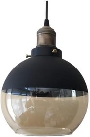 Resim Retro Eskitme Askılı Tekli Siyah Bal Cam Sarkıt 20 cm 358 