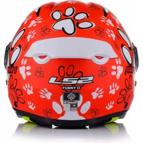 Resim Ls2 Funny 2 Paws Mat Kırmızı Çocuk Motosiklet Kaskı 