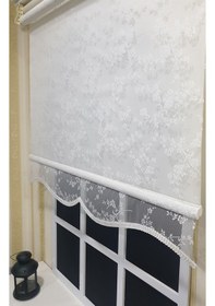 Resim Storburada Beyaz Tül Ve Ekru Stor Çift Mekanizmalı Stor Perde Alüminyum Kasalı Stb4003 Beyaz 