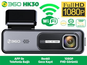 Resim 360+ HK30 WiFi 1080P 130° Geniş Açı Gece Görüşlü Akıllı Araç İçi Kamera Siyah 