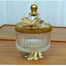 Resim Elta Collection Yeni Model Gold Metal Ayaklı Kapaklı Kelebekli Şekerlik Sunumluk Çerezlik Hediyelik Gold 