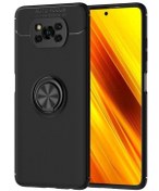 Resim Microcase Xioami Poco X3 Nfc Focus Serisi Yüzük Standlı Silikon Kılıf - Siyah 