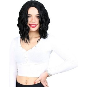 Resim Fiber Sentetik Kısa Dalgalı Perçemsiz Peruk / Siyah - Aysc-462200 Karışık - Çok Renkli 