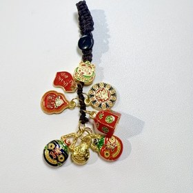 Resim Feng Shui Zenginlik Anahtarlığı - Pixiu ve Zenginlik Tanrısı Barış Kolyesi, Araba Anahtarlığı ve Çanta Aksesuarı için Uygun, Orijinal Antik Altın Üç Canavar Yutan Canavar, Noel, Yeni Yıl, Sevgililer Günü için Mükemmel Hediye 